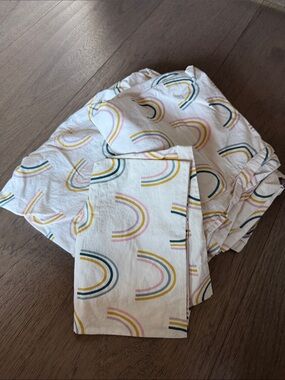 Rainbow Arc Toddler Bedding Set in White with Pastel Accents